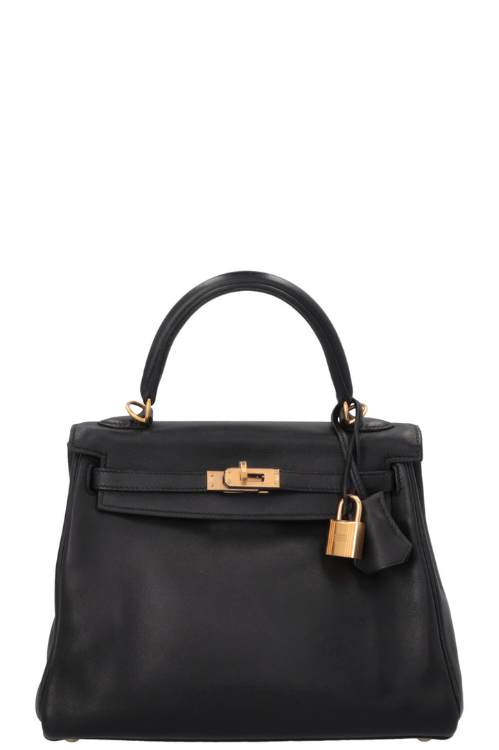 HERMÈS Kelly 25 Retourne Swift Noir