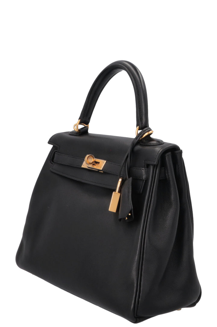 HERMÈS Kelly 25 Retourne Swift Noir