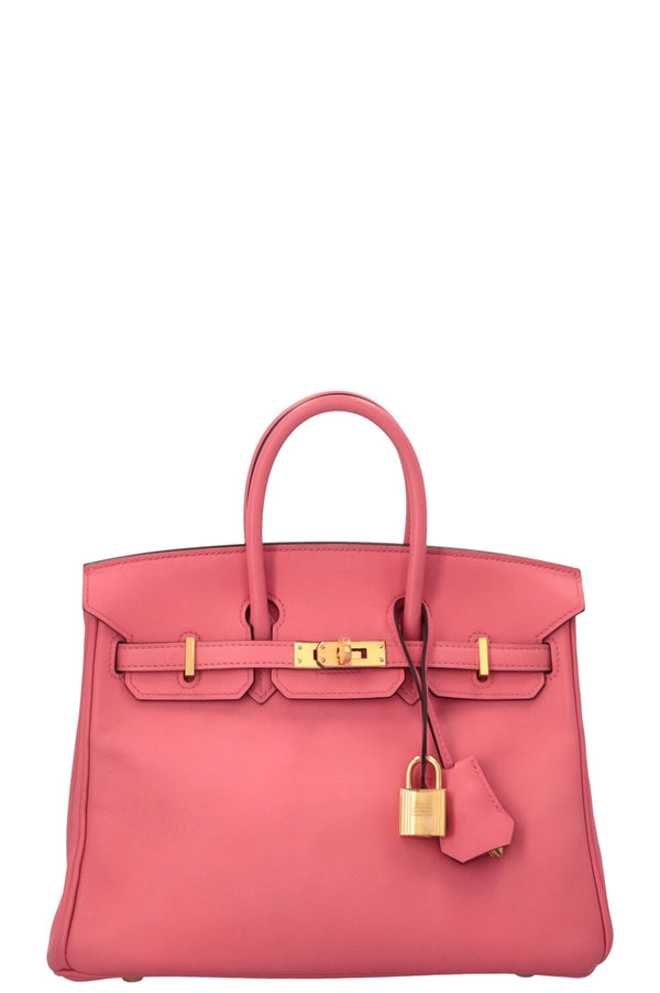 HERMÈS Birkin 25 Retourne Swift Rose Rouge à Lèvres