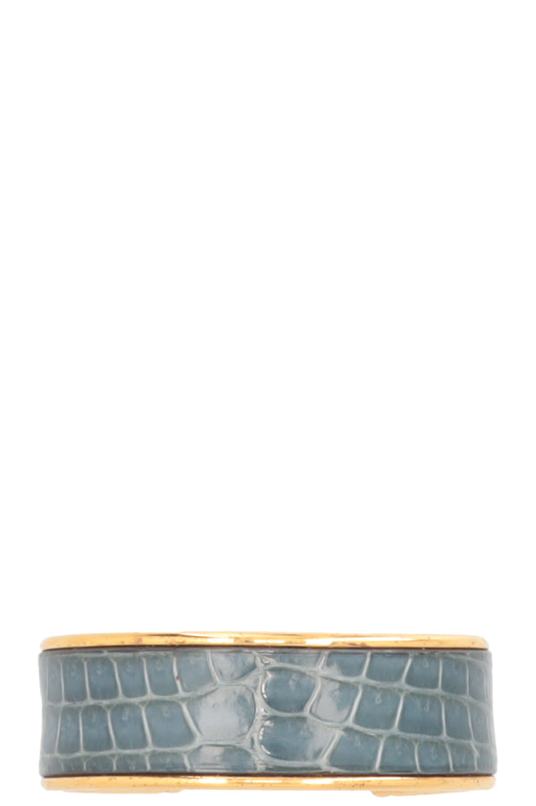 HERMÈS Vintage Cuff Gold Croc Petrol