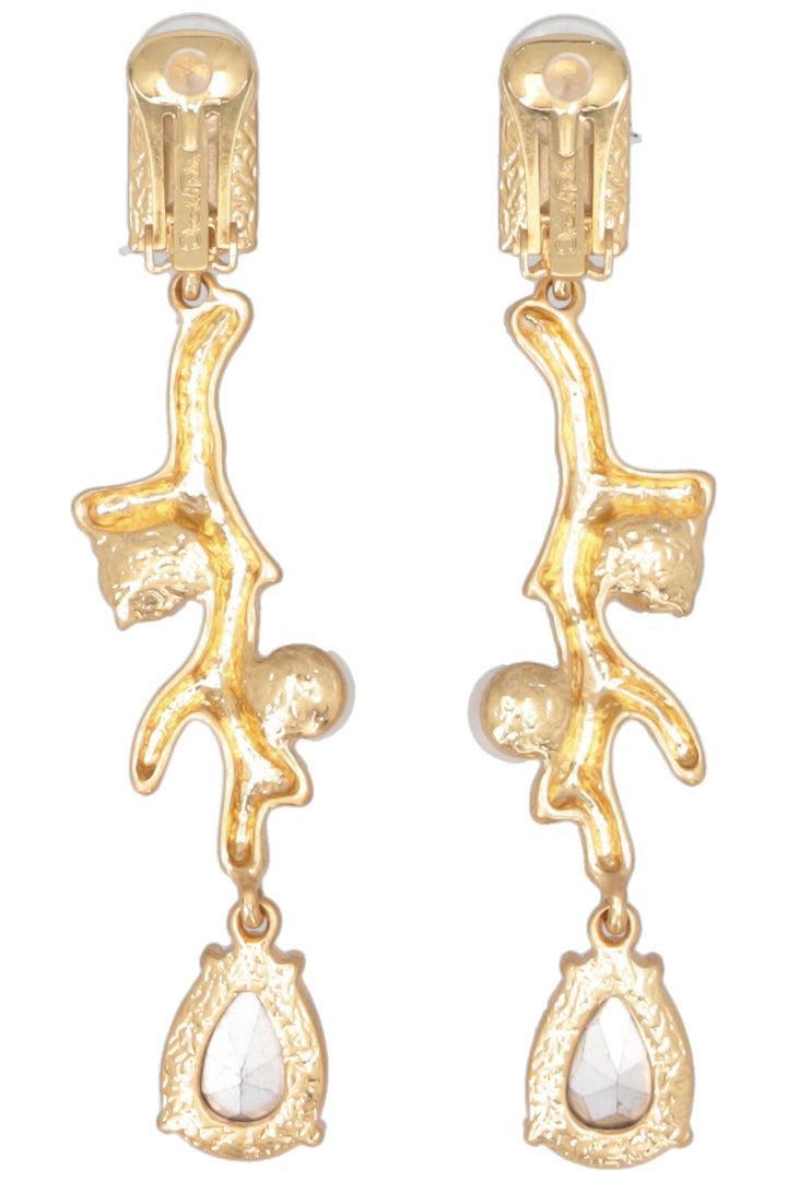 OSCAR DE LA RENTA Clips d'Oreilles Corail Bleu Rouge Or