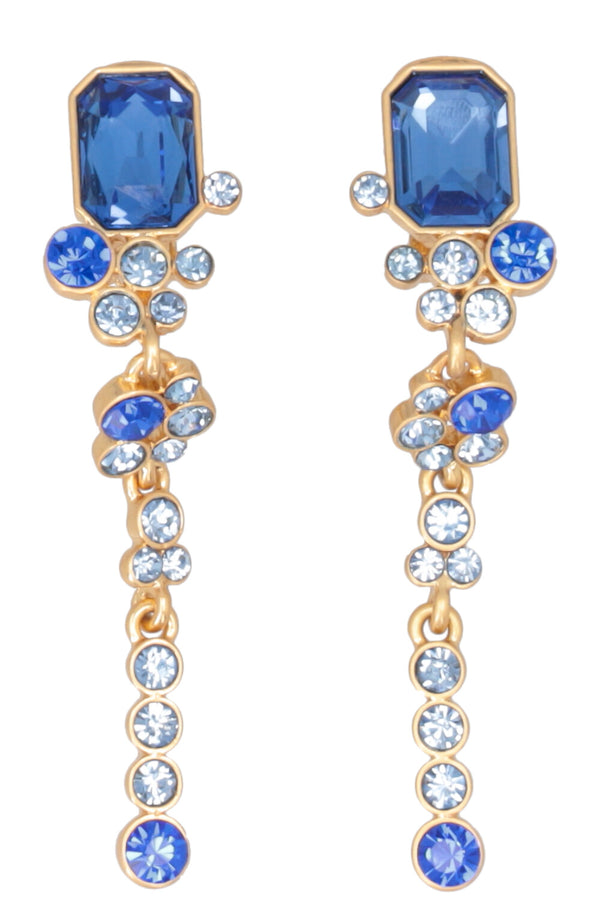 OSCAR DE LA RENTA Boucles d'oreilles pendantes en cristal bleu