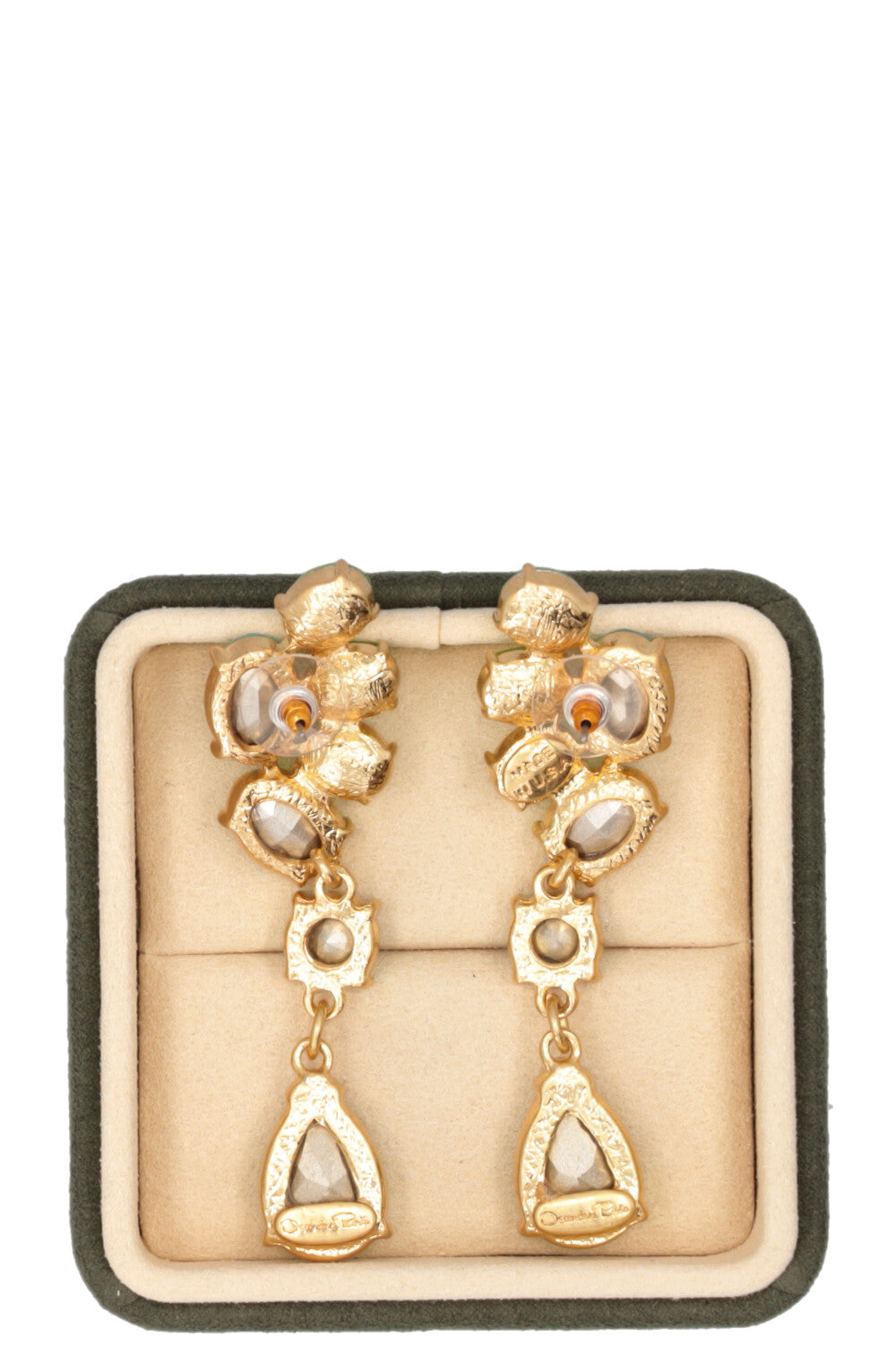 OSCAR DE LA RENTA Crystal Drop Earrings Green Blue