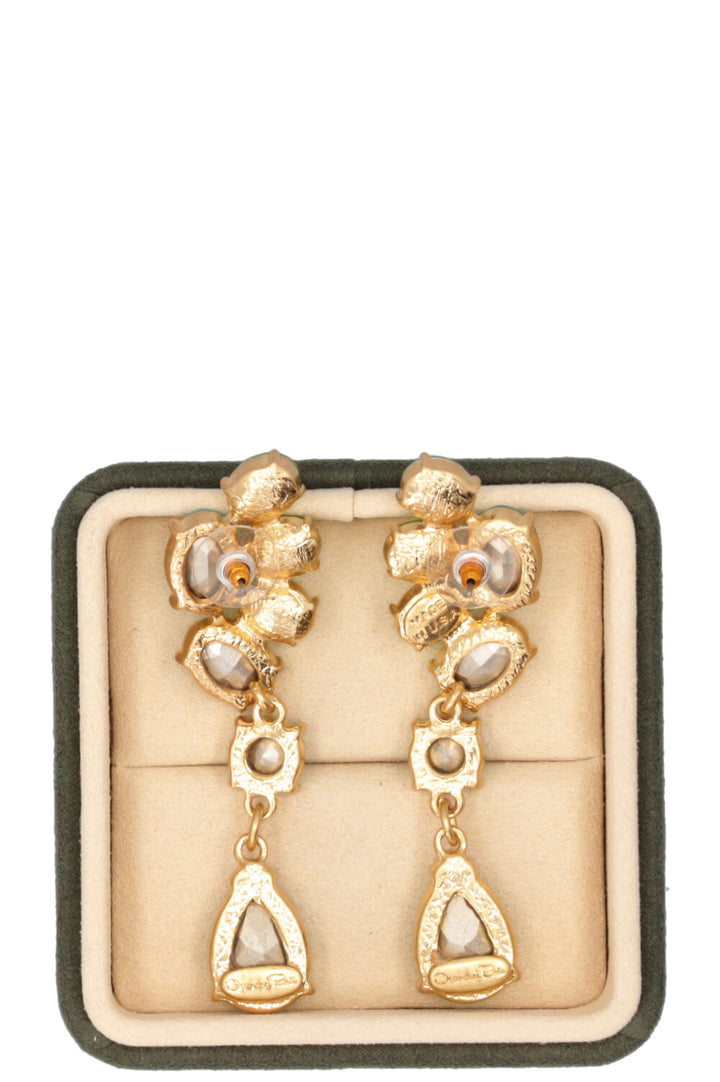 OSCAR DE LA RENTA Crystal Drop Earrings Green Blue