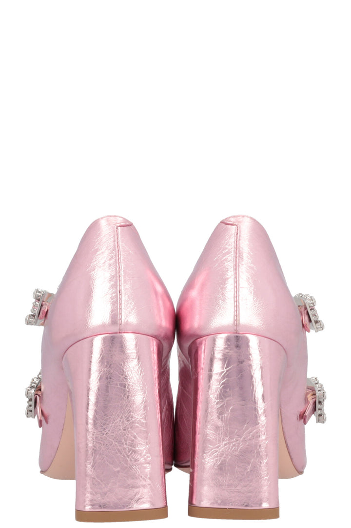 ROGER VIVIER Tres Vivier Babies Mini Metallic Pink Heels