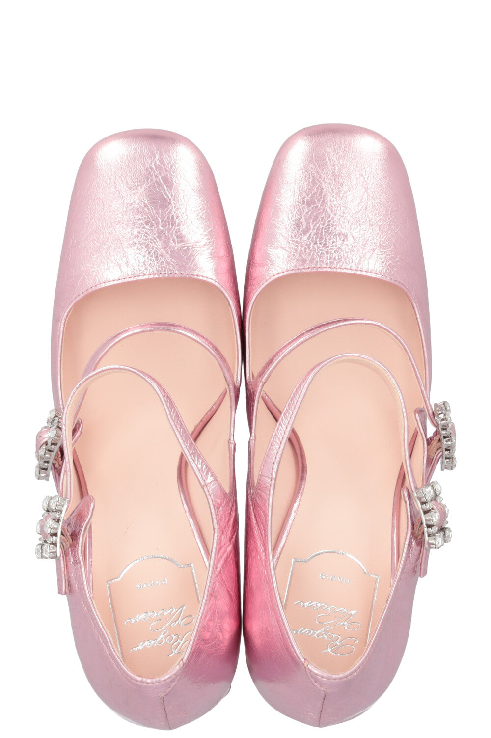 ROGER VIVIER Tres Vivier Babies Mini Metallic Pink Heels