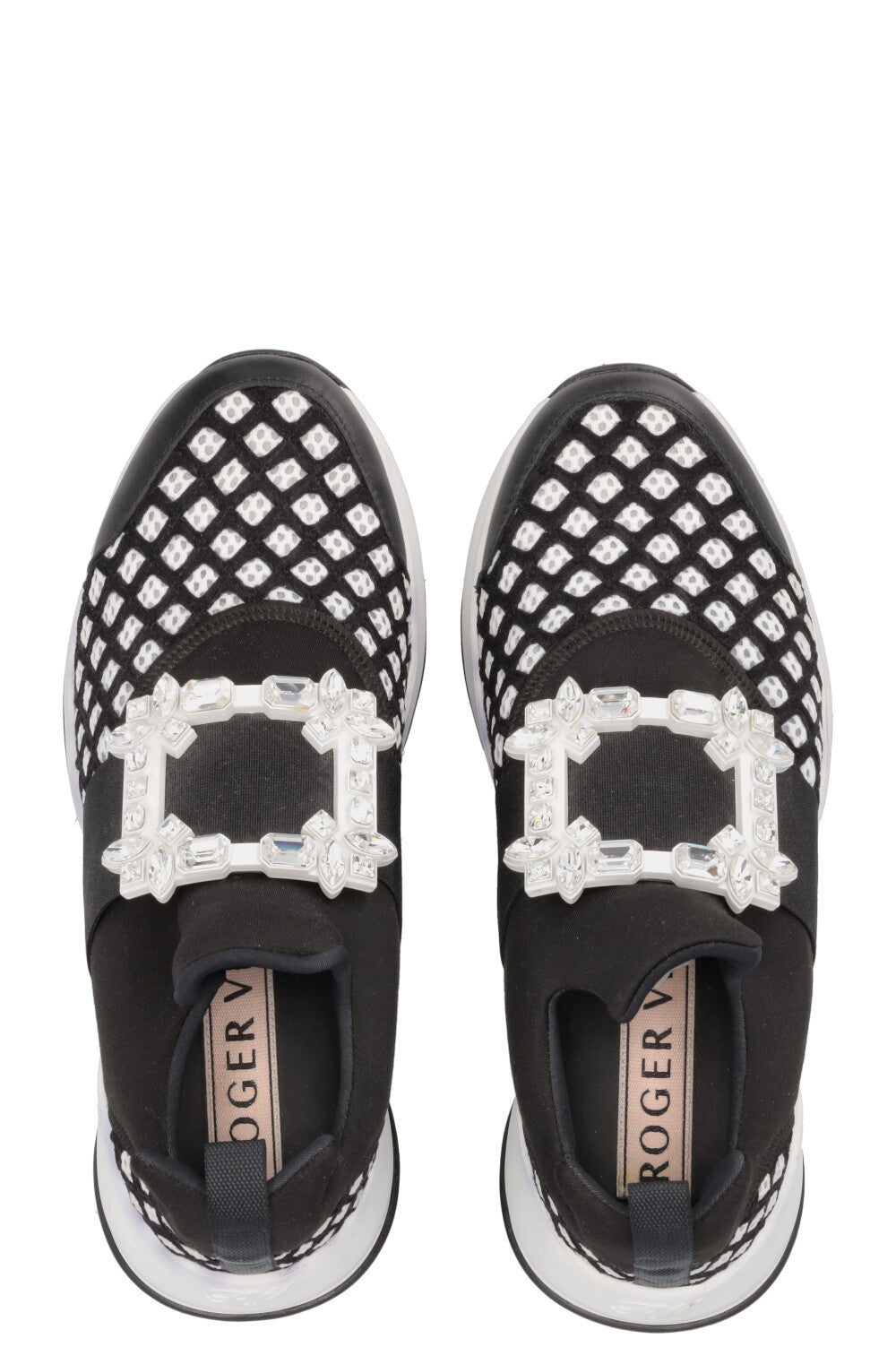 ROGER VIVIER Viv' Run Strass Buckle Sneakers Black