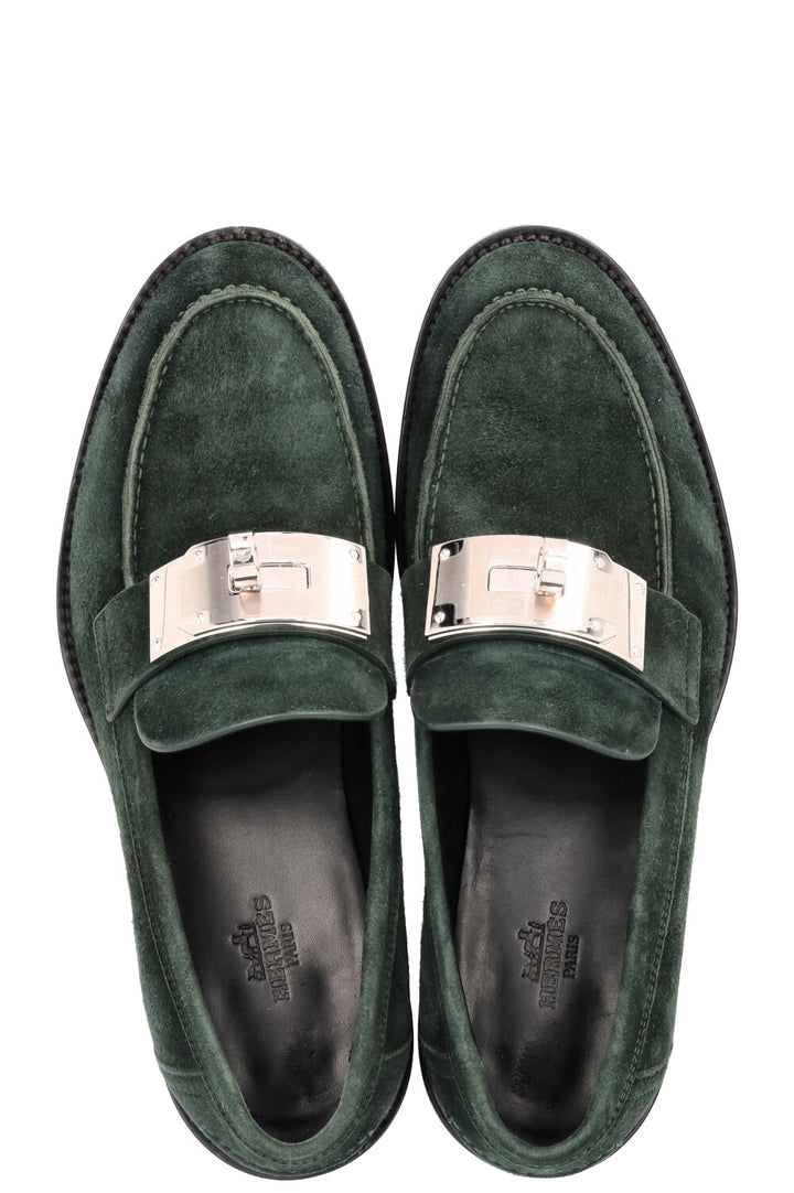 HERMÈS Hot Mocassins Vert Fonce Suede