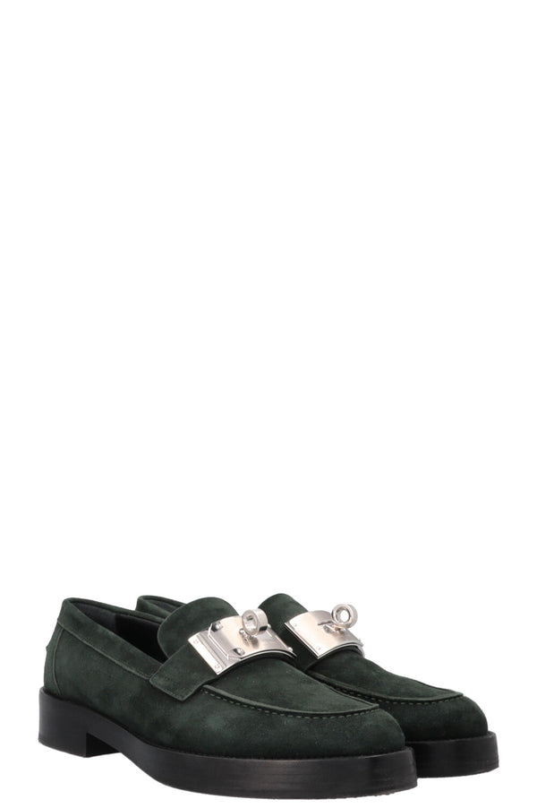 HERMÈS Hot Mocassins Vert Fonce Suede