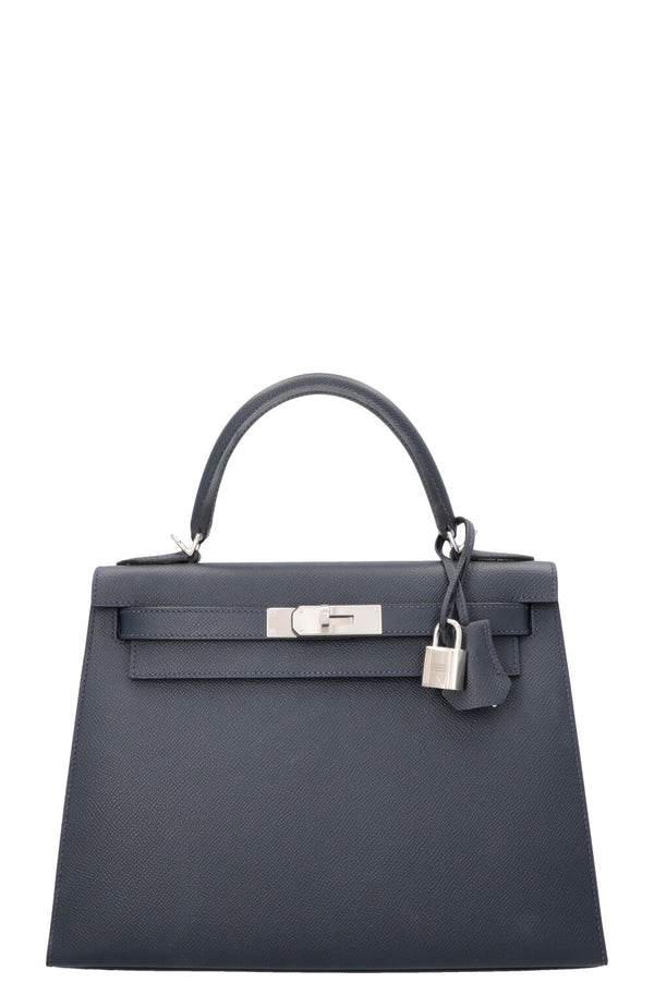 HERMÈS Kelly 28 Sellier Fer à Cheval Epsom Bleu Indigo Bleu Électrique
