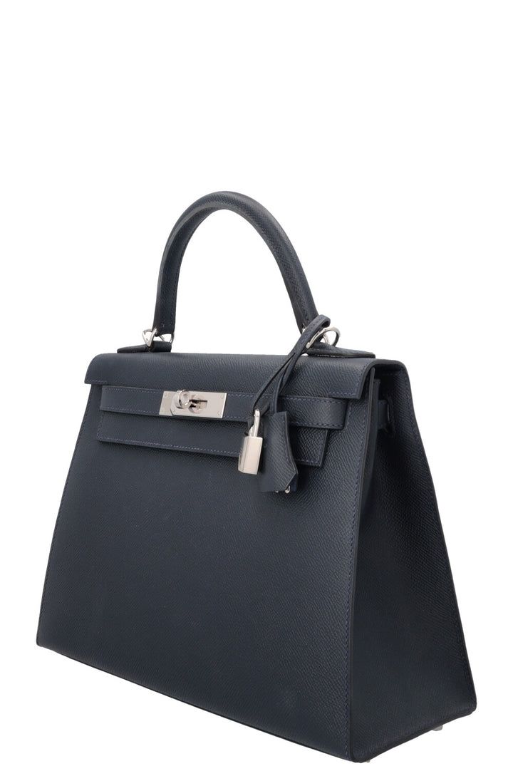 HERMÈS Kelly 28 Sellier Fer à Cheval Epsom Bleu Indigo Bleu Électrique