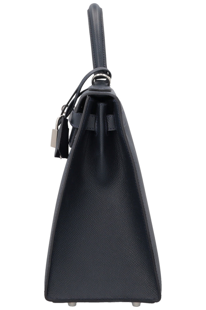 HERMÈS Kelly 28 Sellier Fer à Cheval Epsom Bleu Indigo Bleu Électrique