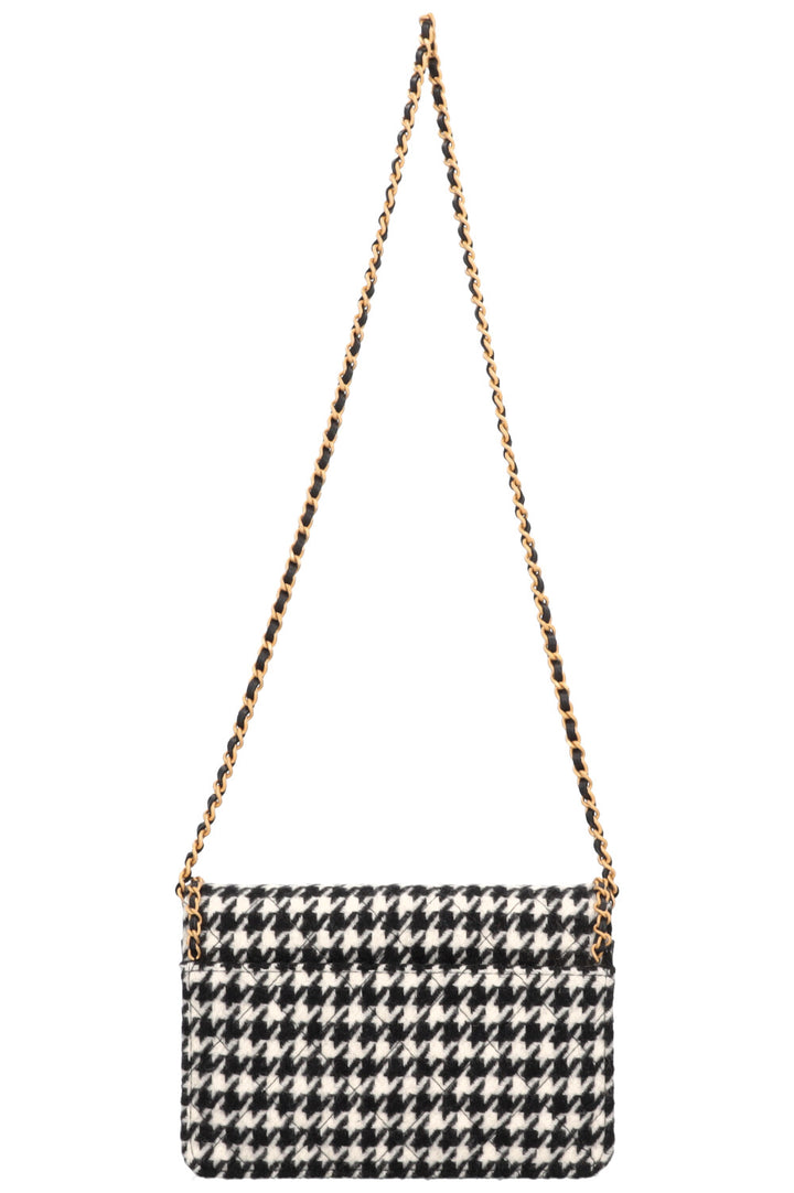 CHANEL Heart CC Houndstooth WOC Black White