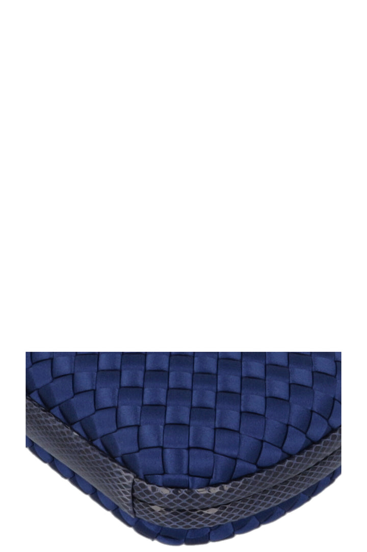 BOTTEGA VENETA Knot Clutch Blue Snakeskin