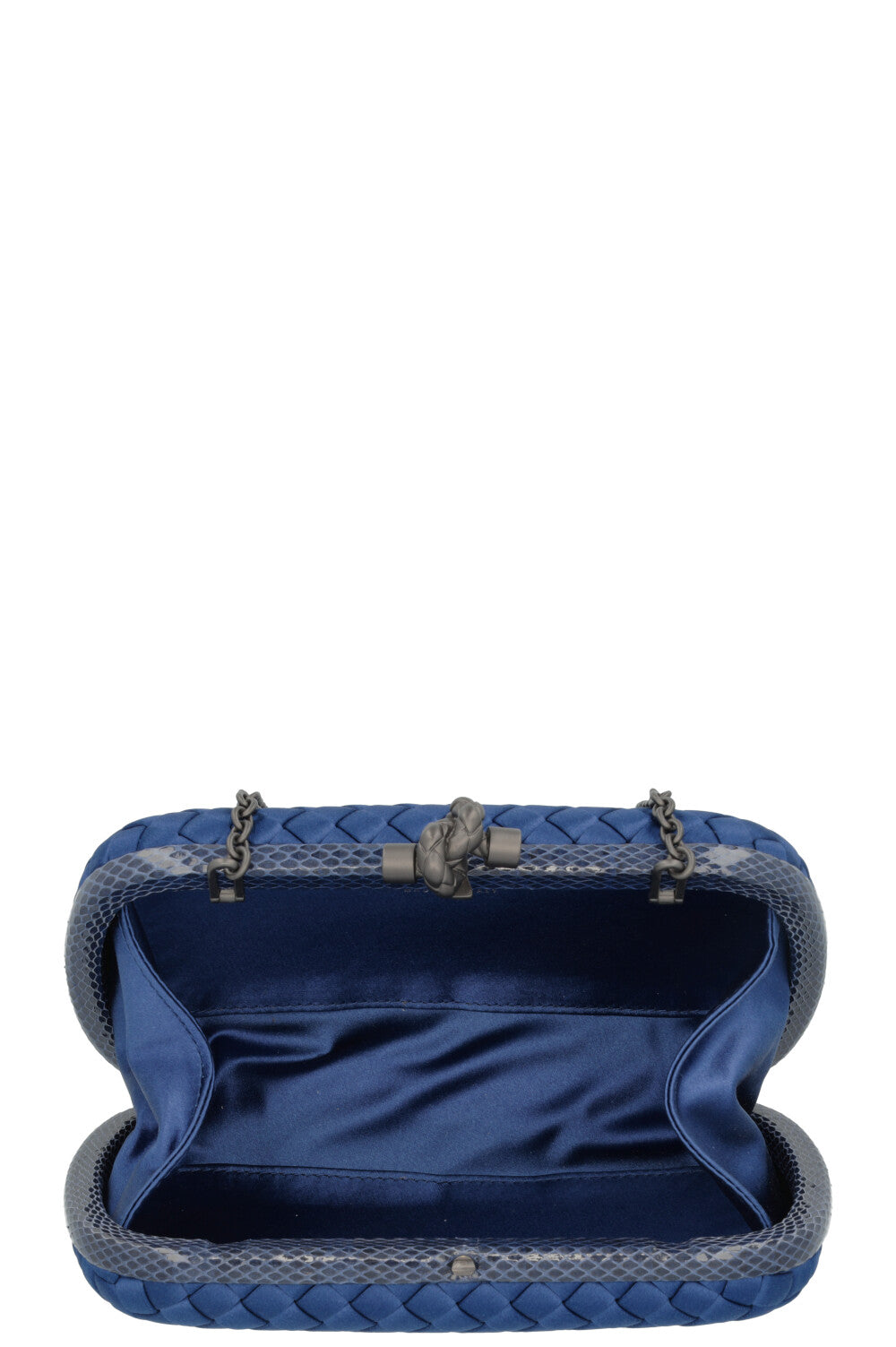 BOTTEGA VENETA Knot Clutch Blue Snakeskin