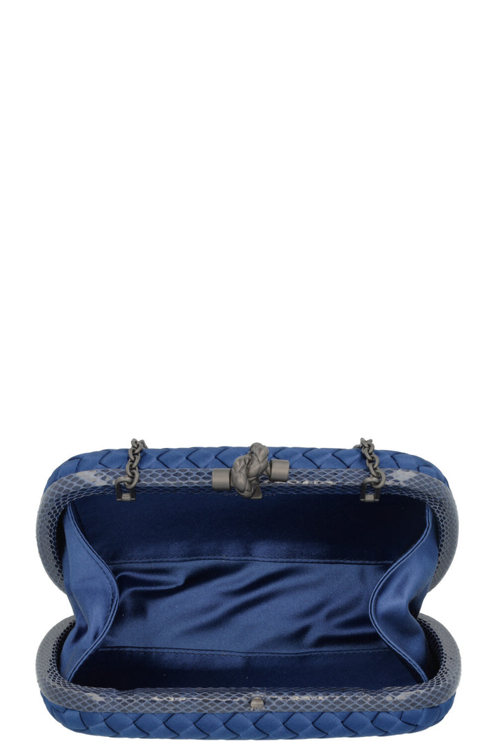 BOTTEGA VENETA Knot Clutch Blue Snakeskin
