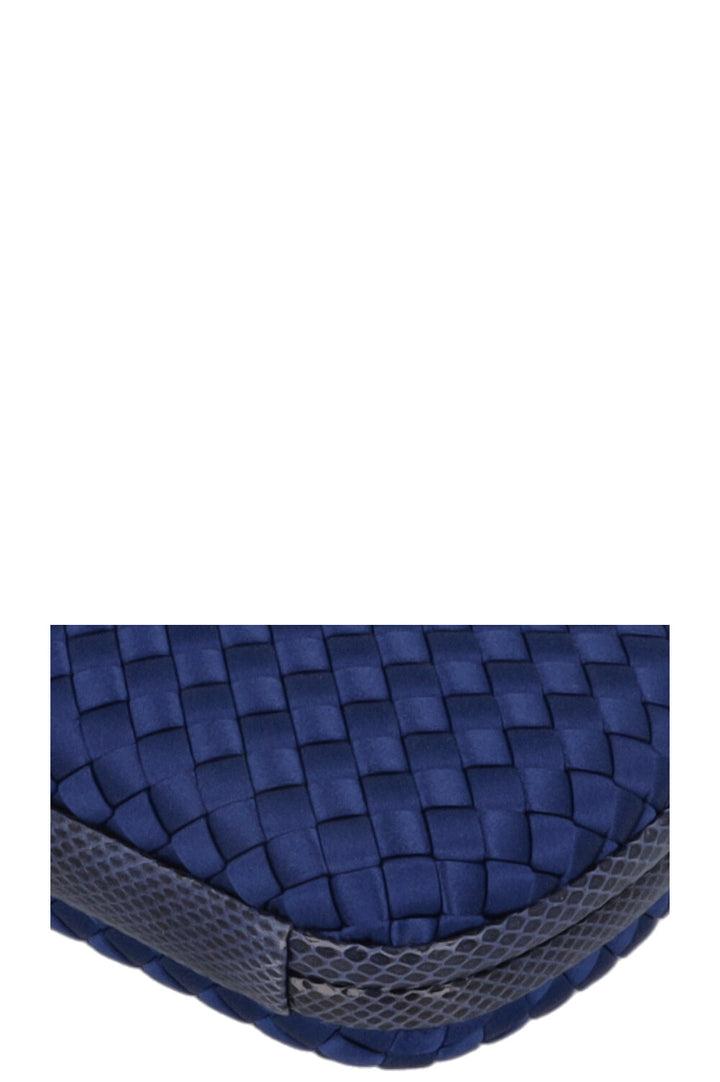 BOTTEGA VENETA Knot Clutch Blue Snakeskin