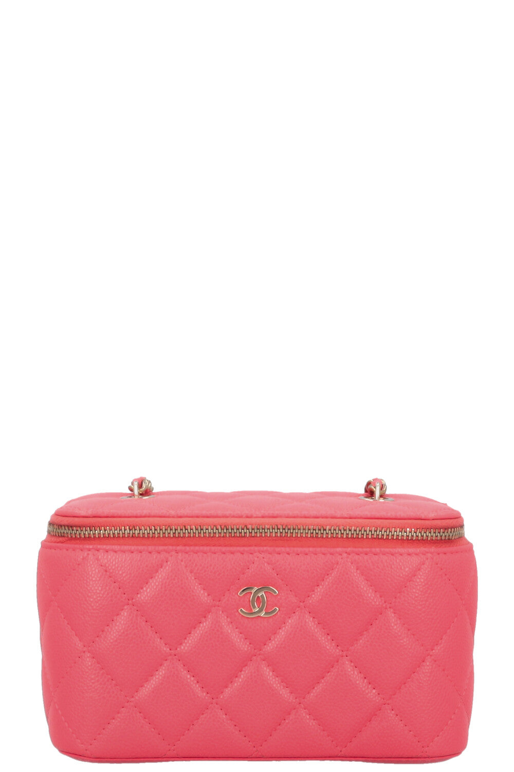 CHANEL 2023 Quilted Crossbody Vanity Case Pink Caviar