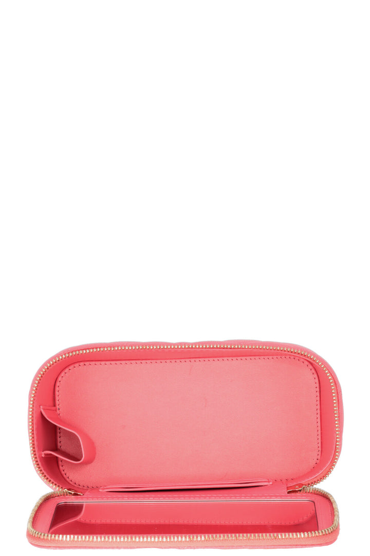 CHANEL 2023 Quilted Crossbody Vanity Case Pink Caviar