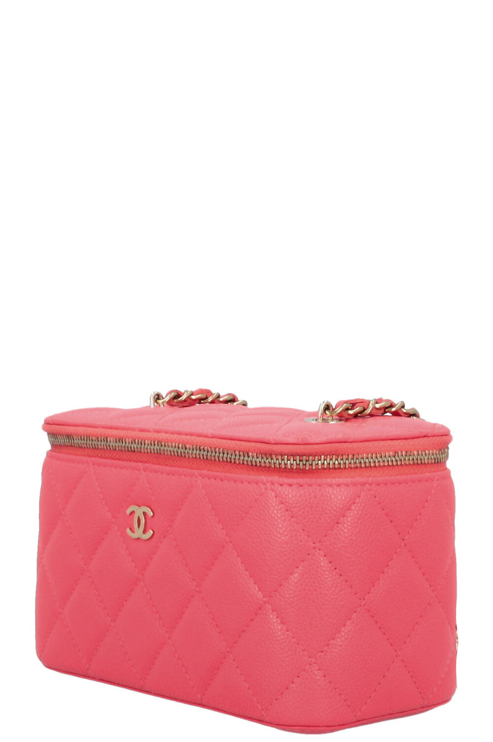 CHANEL 2023 Quilted Crossbody Vanity Case Pink Caviar