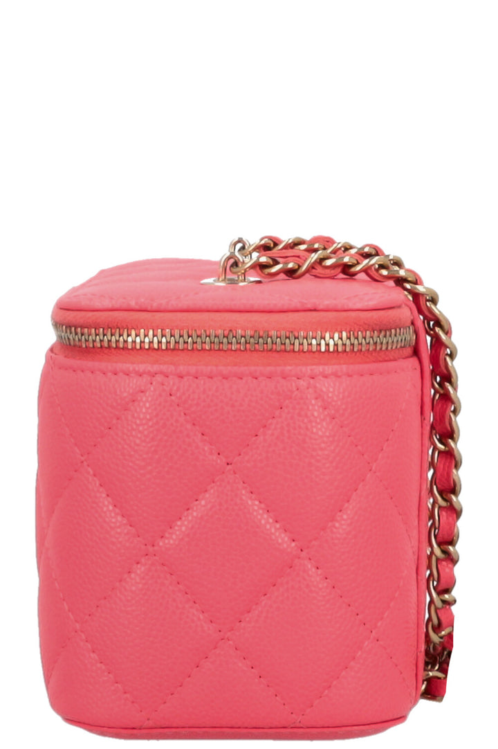 CHANEL 2023 Quilted Crossbody Vanity Case Pink Caviar