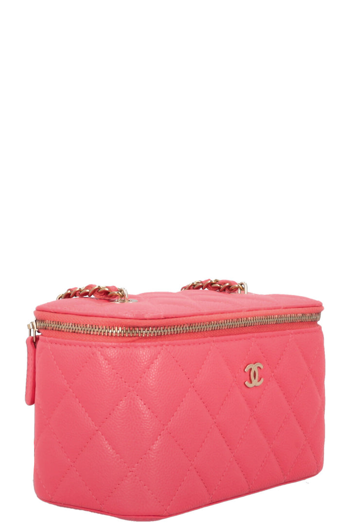 CHANEL 2023 Quilted Crossbody Vanity Case Pink Caviar