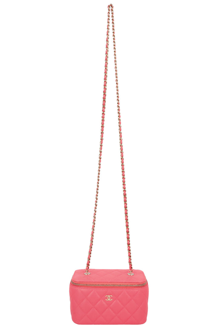 CHANEL 2023 Quilted Crossbody Vanity Case Pink Caviar