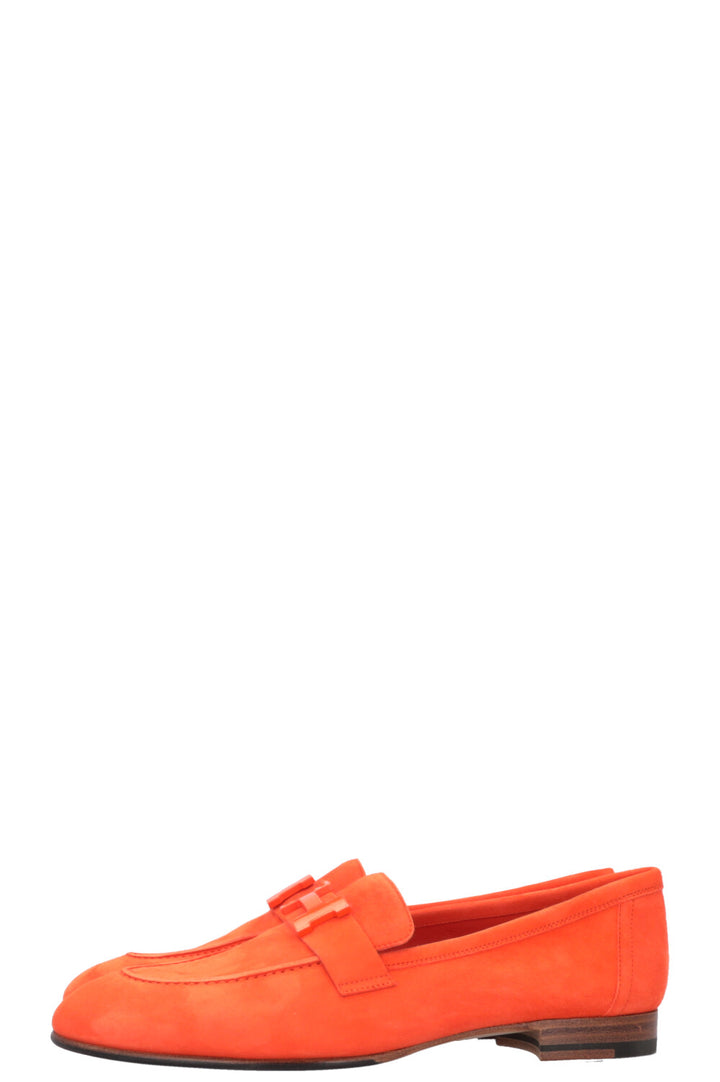 HERMÈS Paris Loafers Orange Suede