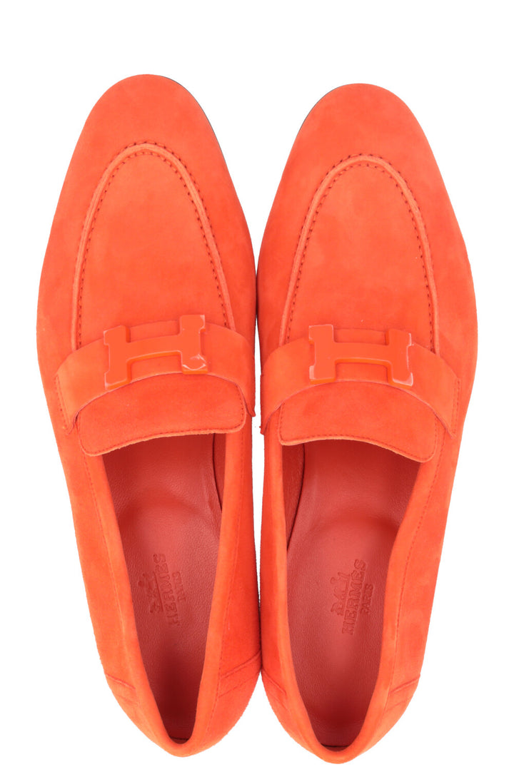 HERMÈS Paris Loafers Orange Suede
