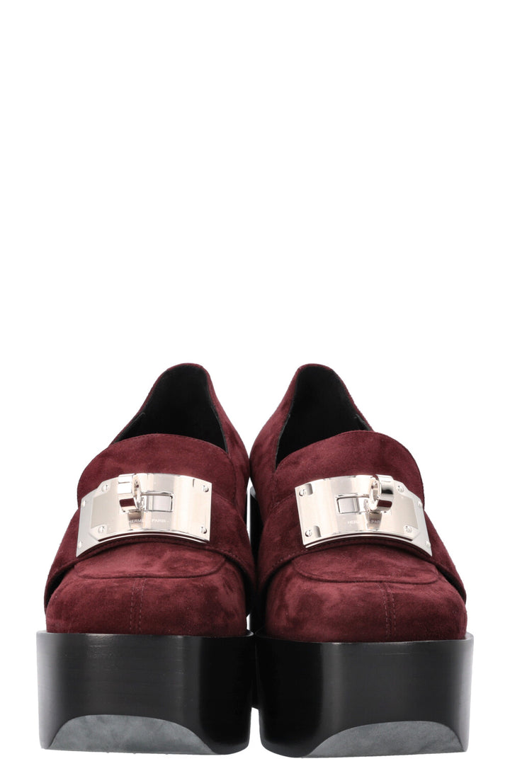HERMÈS Escarpim Heels Suede Marron Mahogany