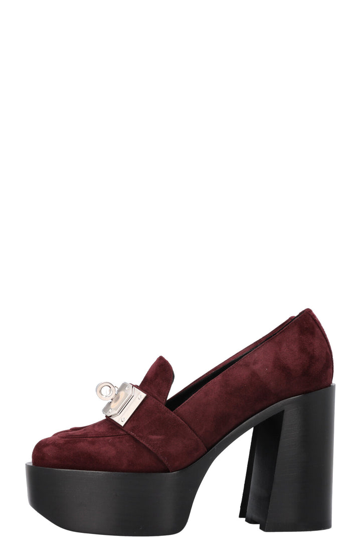 HERMÈS Escarpim Heels Suede Marron Mahogany