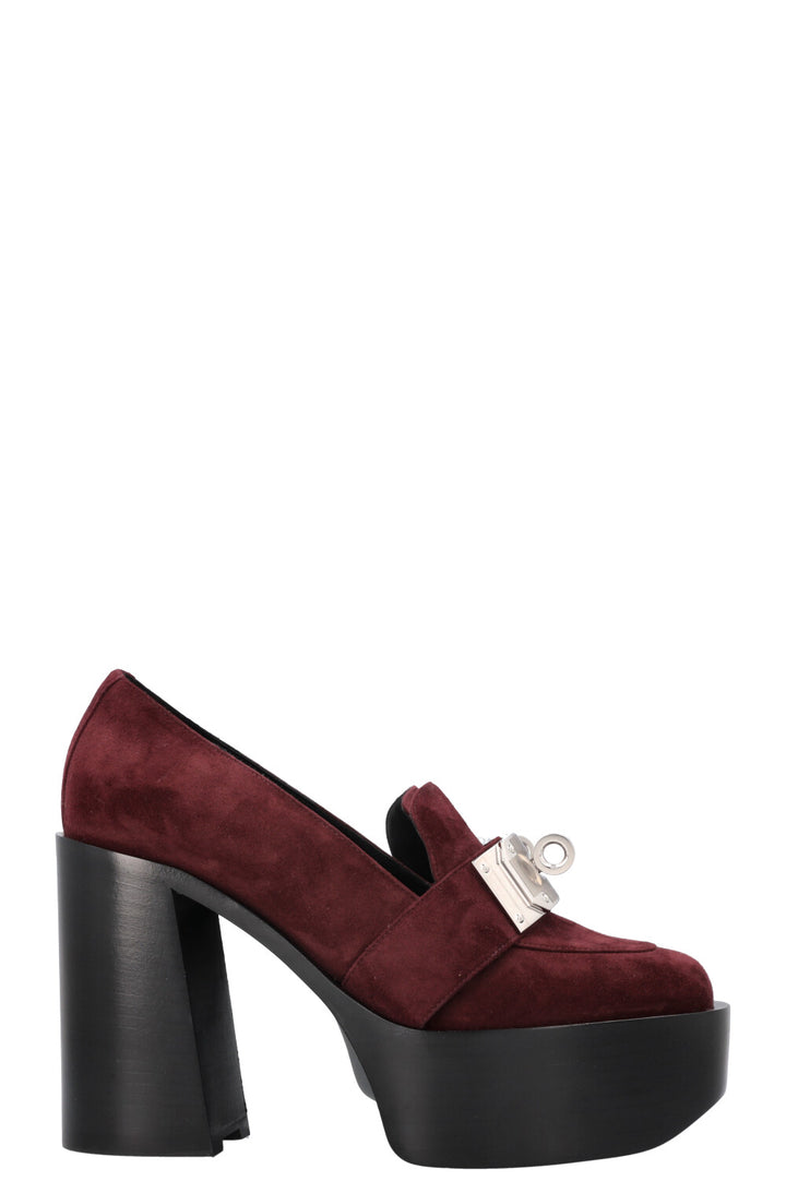 HERMÈS Escarpim Heels Suede Marron Mahogany