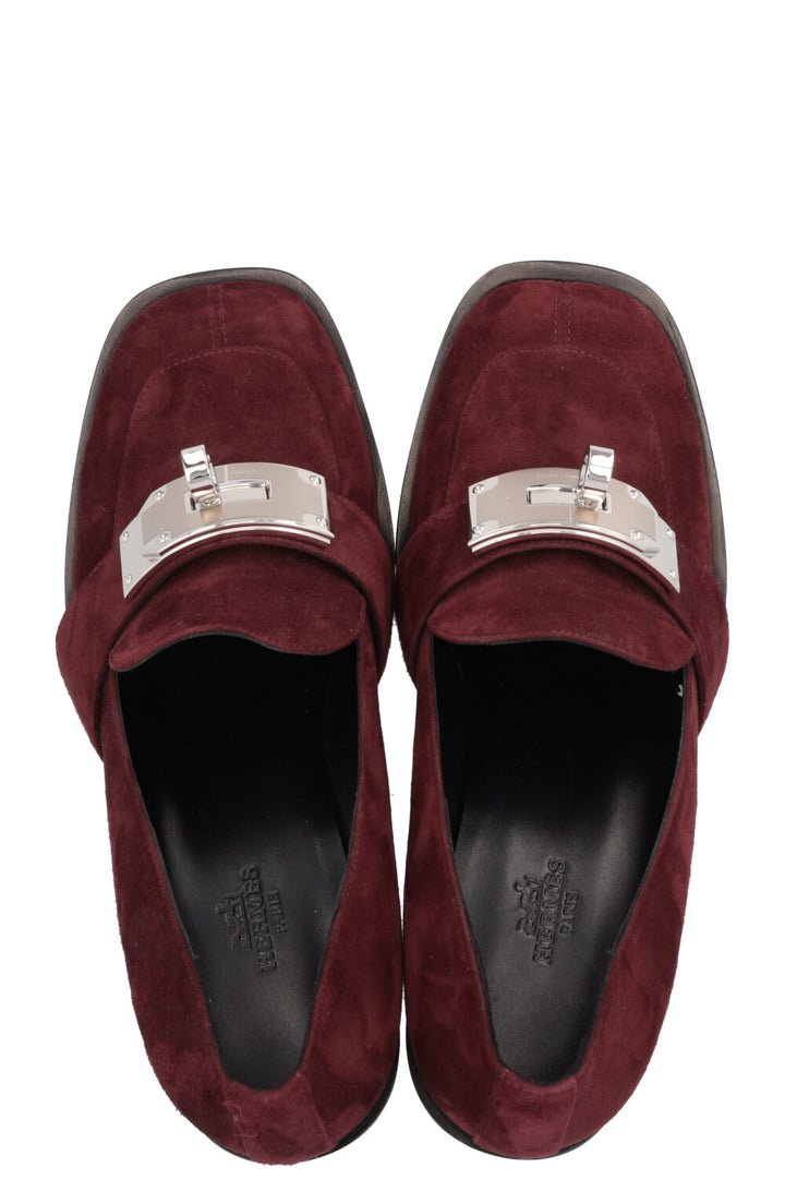 HERMÈS Escarpim Heels Suede Marron Mahogany