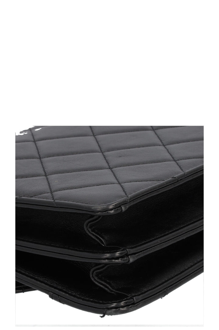 CHANEL Top Handle Bag Leather Black