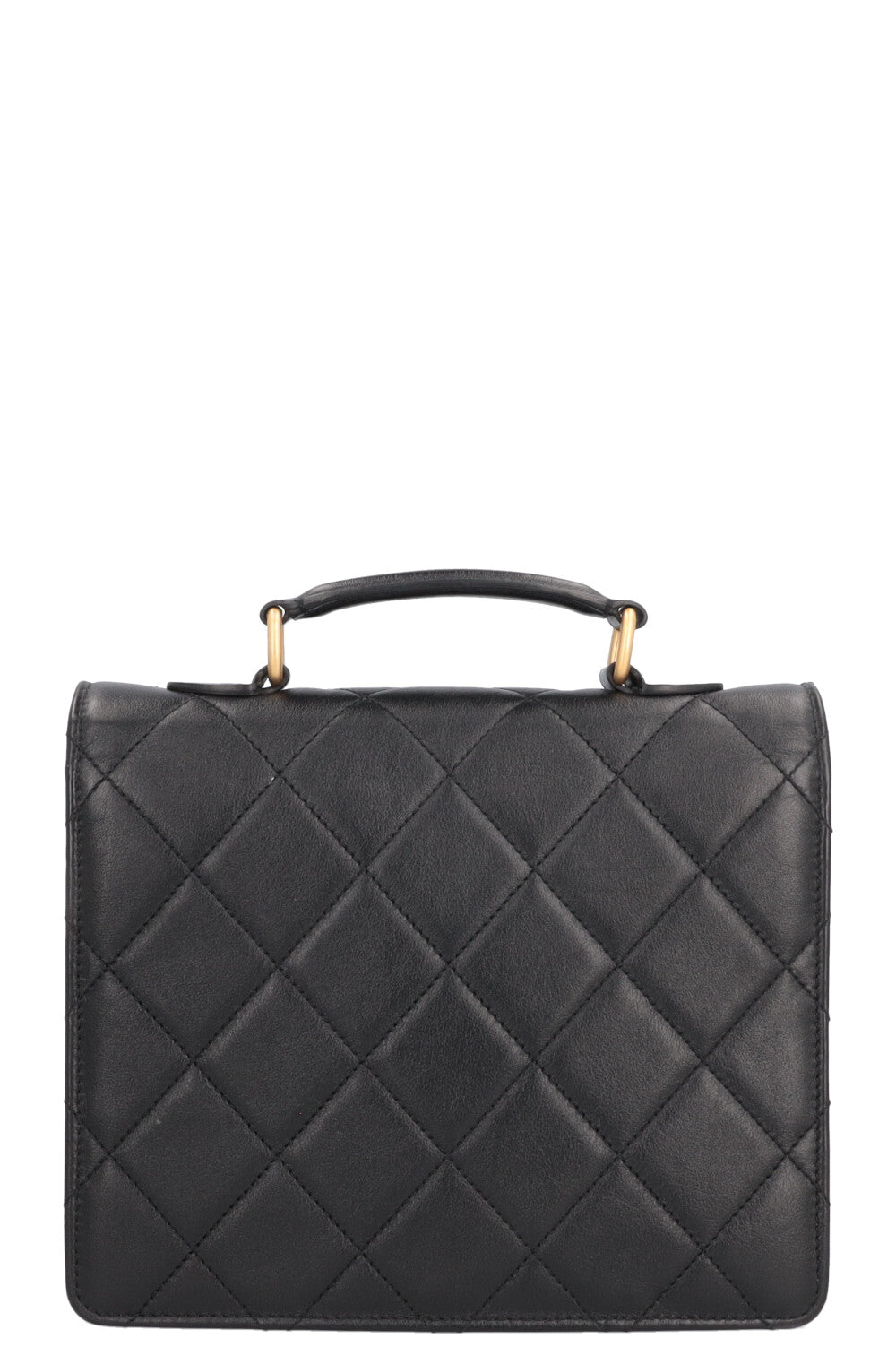 CHANEL Top Handle Bag Leather Black