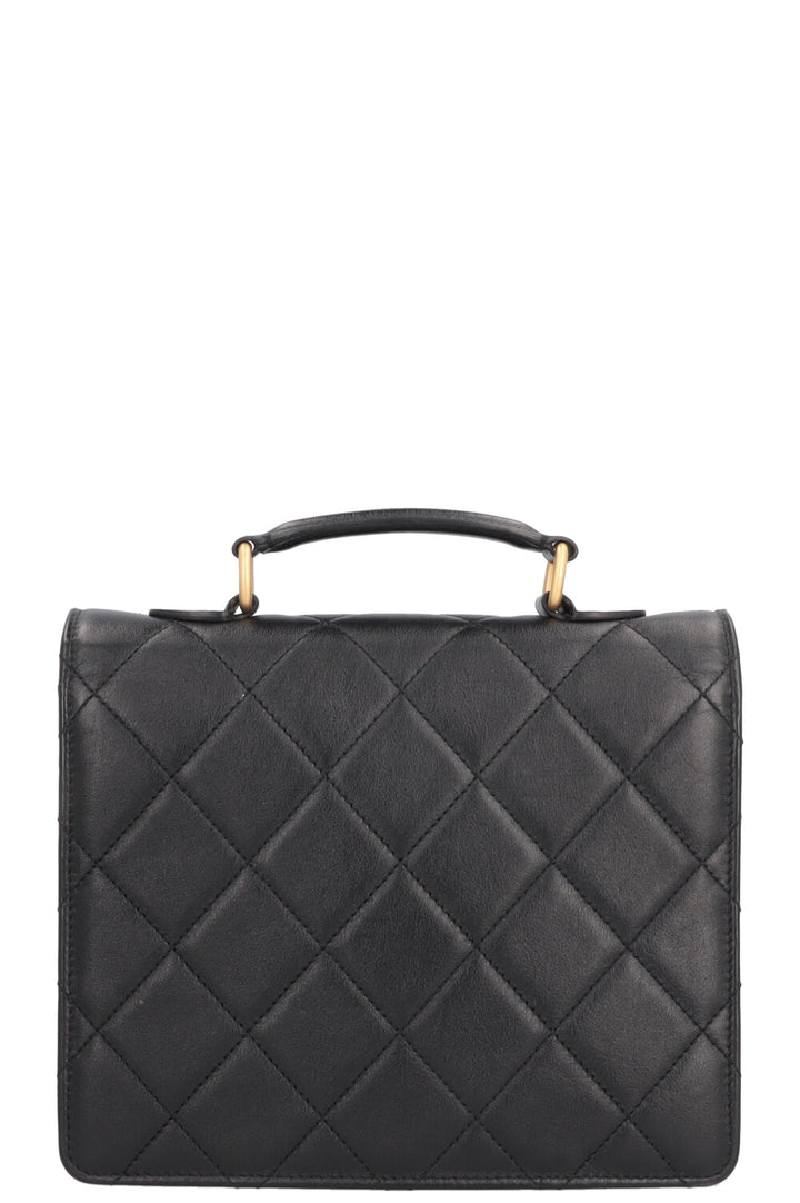 CHANEL Top Handle Bag Leather Black