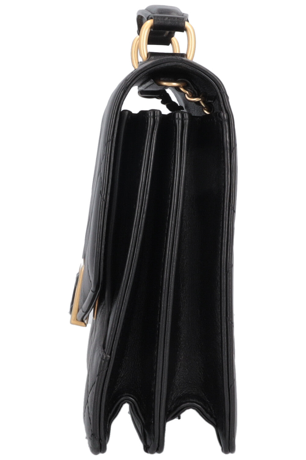 CHANEL Top Handle Bag Leather Black