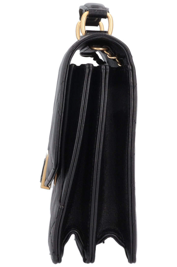 CHANEL Top Handle Bag Leather Black
