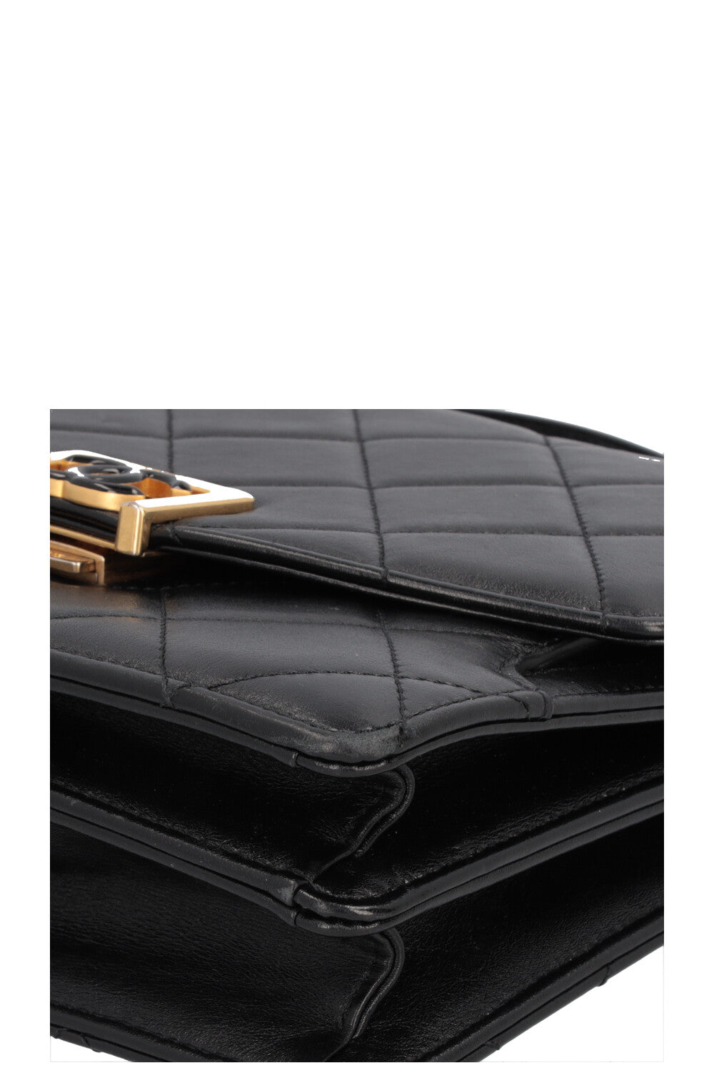 CHANEL Top Handle Bag Leather Black