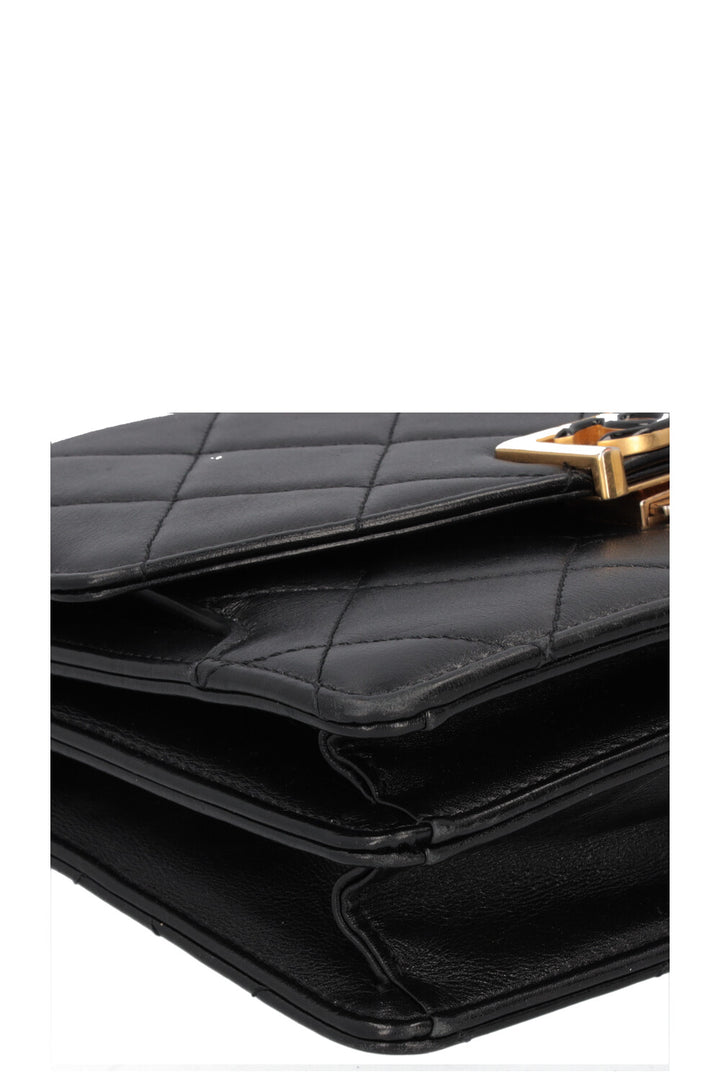 CHANEL Top Handle Bag Leather Black