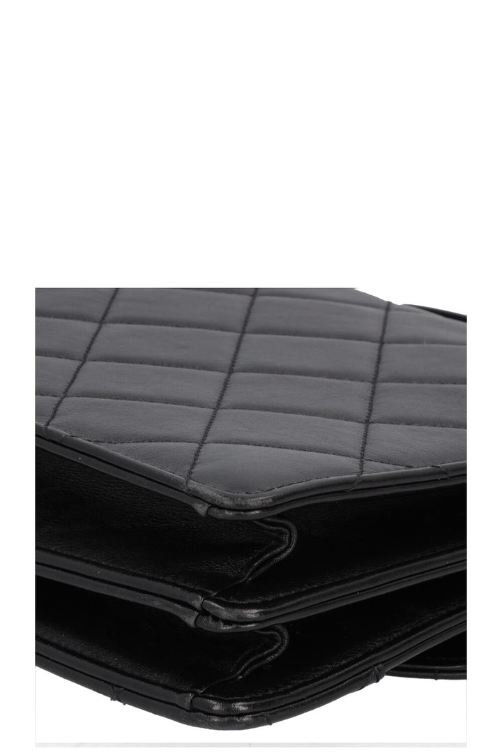 CHANEL Top Handle Bag Leather Black