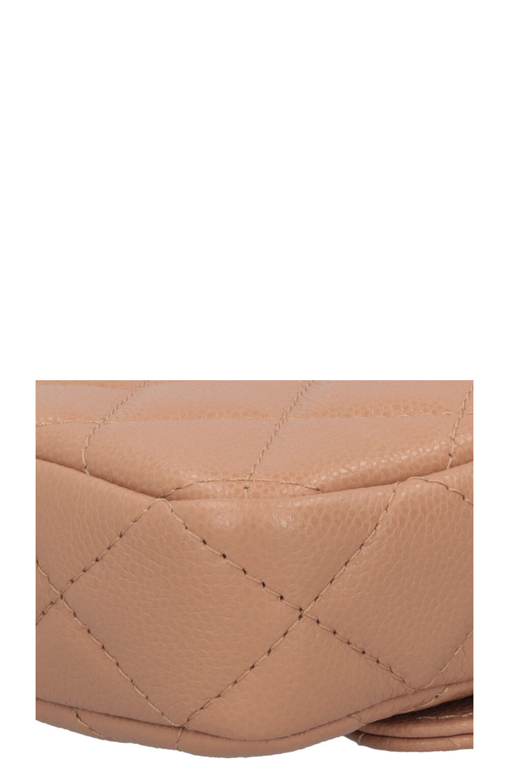 CHANEL Crossbody Bag Leather Beige
