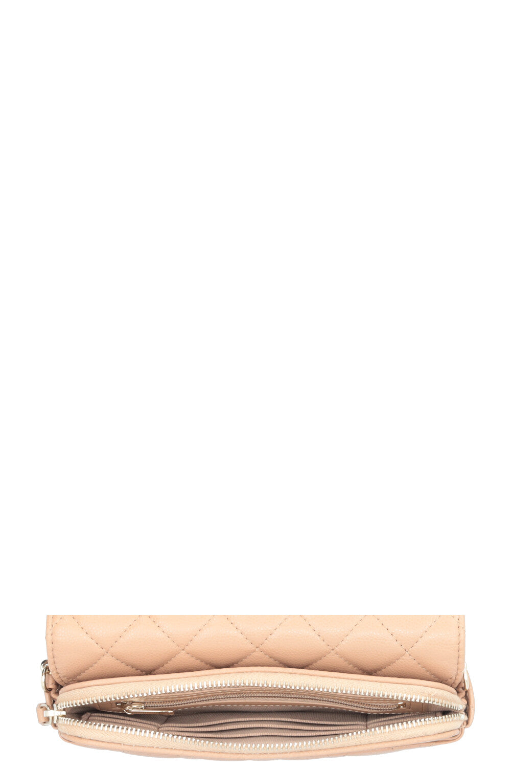 CHANEL Crossbody Bag Leather Beige