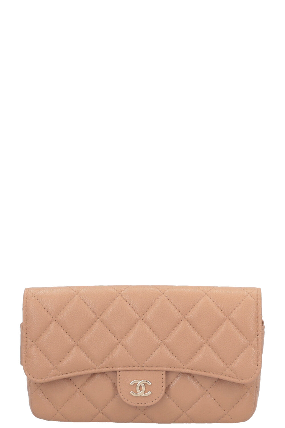CHANEL Crossbody Bag Leather Beige