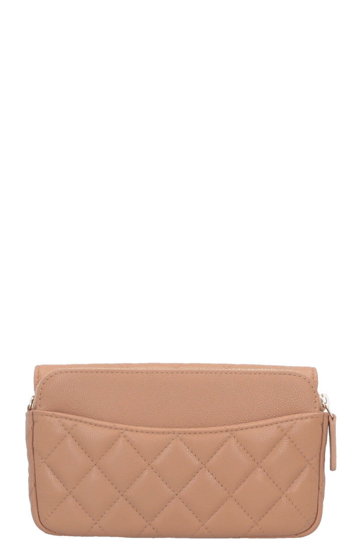 CHANEL Crossbody Bag Leather Beige