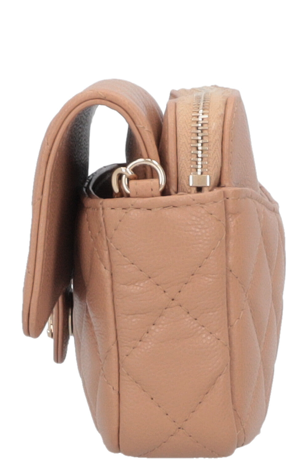 CHANEL Crossbody Bag Leather Beige