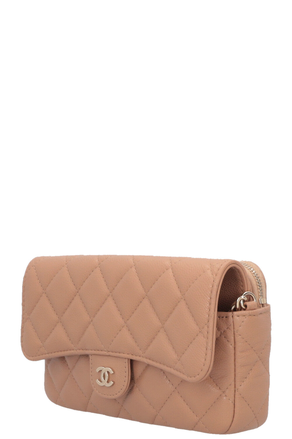 CHANEL Crossbody Bag Leather Beige