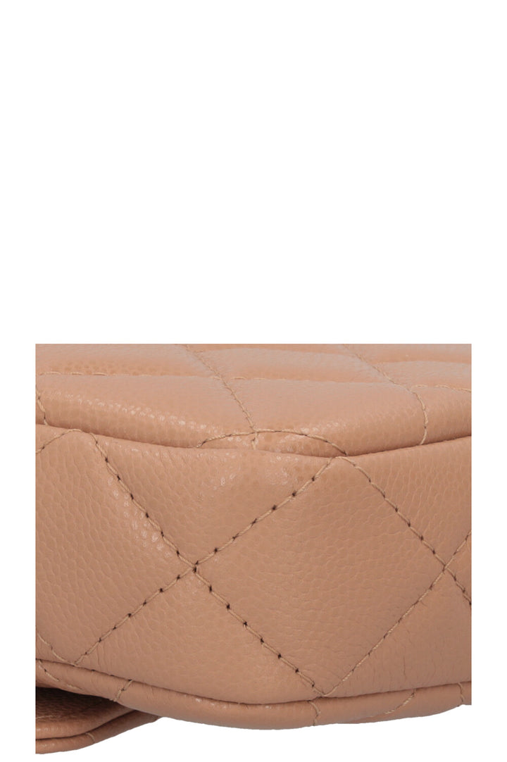 CHANEL Crossbody Bag Leather Beige