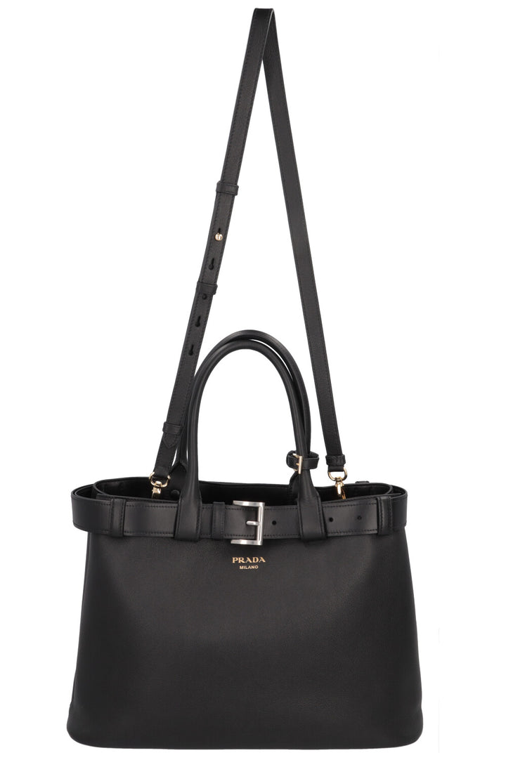 PRADA Large Buckle Belt Bag Leather Black