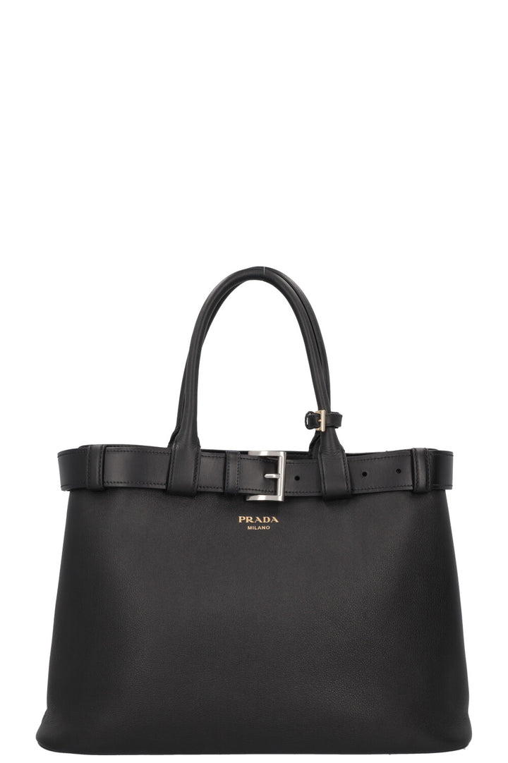PRADA Large Buckle Belt Bag Leather Black